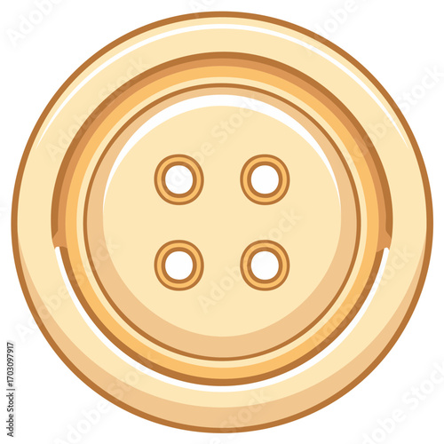 Classic round light brown button with four holes a sewing accessory illustration