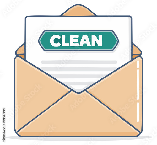 Open Envelope with Note Promoting Cleanliness Concept Message Communication