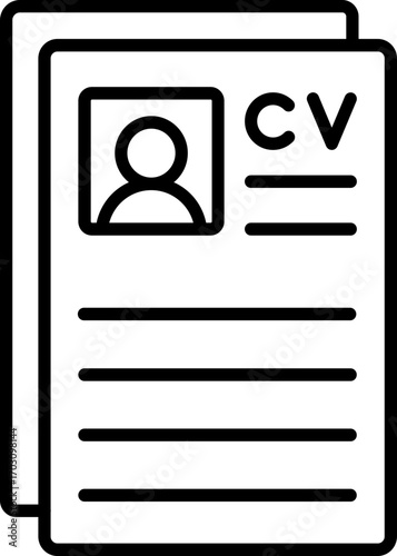 Black curriculum vitae icon - outline