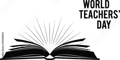 Open book illustration for world teachers day, celebrating education and learning worldwide
