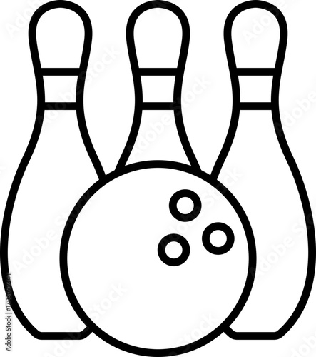 Black bowling icon - outline