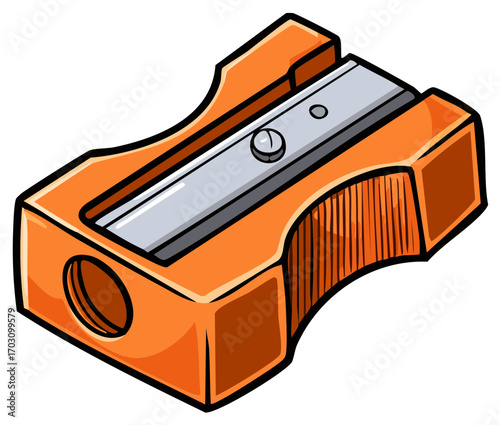 Sharp Orange Pencil Sharpener Isolated on White Background