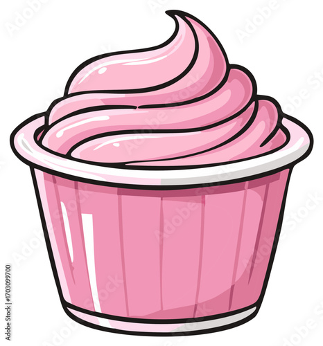 Pink Frosted Cupcake Sweet Dessert Treats Temptation Joy Celebration Party