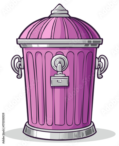 Pink Fire Hydrant Cartoon Style Drawing Water Source Safety Illustration Vector Isolated