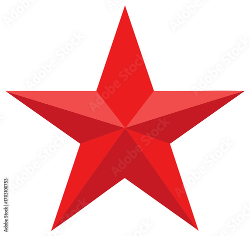 Bold Red Five Pointed Star Symbol Design Element for Achievement and Celebration