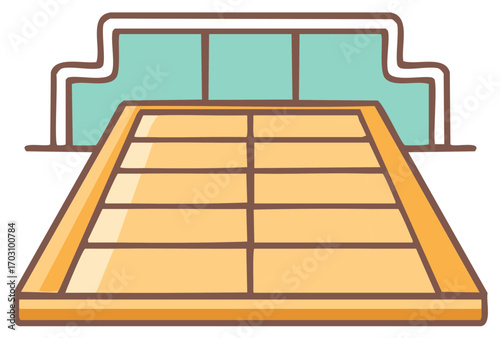 Indoor bowling alley with lanes ready for the bowling game in recreation center, illustration.