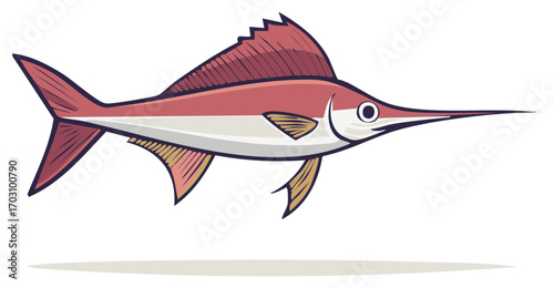 Swordfish illustration with the pattern of the Indonesian flag