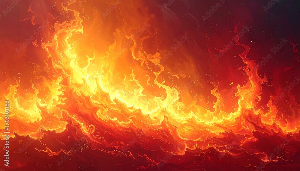 Fototapeta premium Fiery abstract flames against a dark background