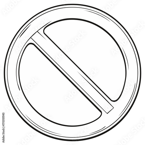 Black and White Prohibited Sign, Symbol with Diagonal Slash, Restriction Concept.