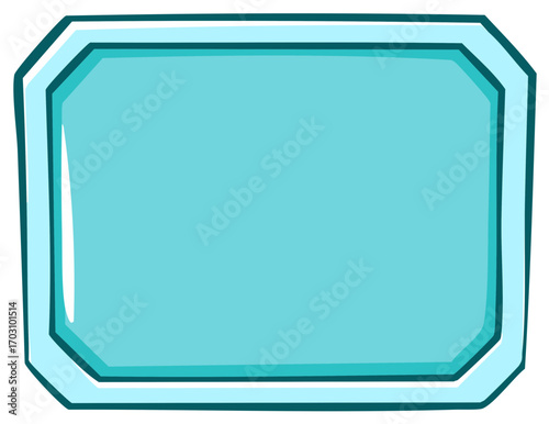 Hand drawn aqua blue banner illustration with a blank frame for text