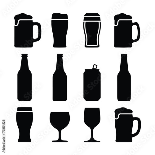 Black drink containers and glasses beer mugs beer glasses