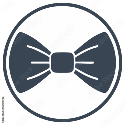 Stylish bowtie icon inside a circle, elegant design for a symbol