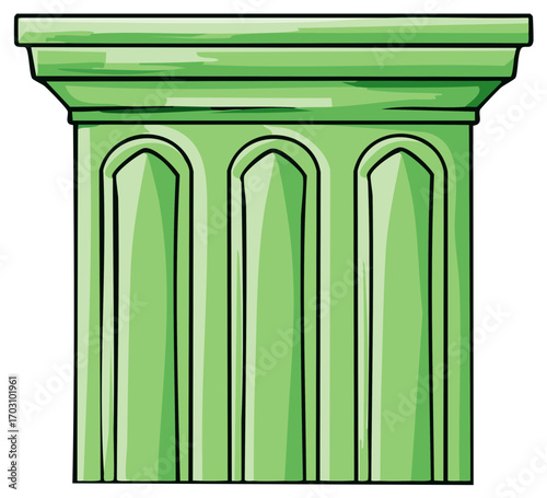 Green Classical Architectural Column with Arched Details
