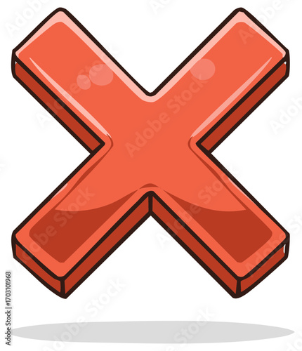 3D cartoon orange cross symbol graphic isolated on a white background