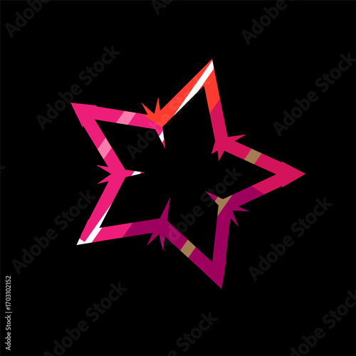 Abstract illustration of stars, bright colors, black background.