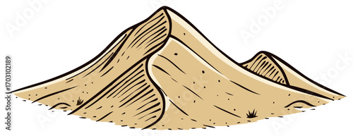 Illustration of Sand Dunes, Desert Landscape, Dry Environment, Nature Scenery