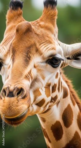 Captivating Close-Up of a Giraffe's Distinctive Features and Complex Patterns