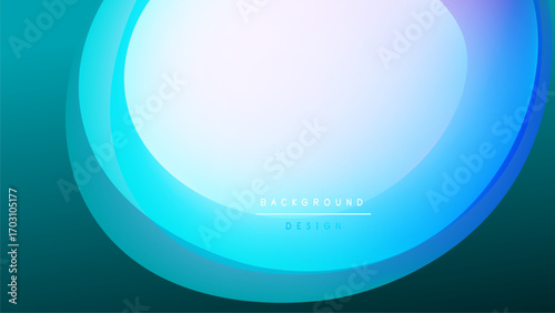 Abstract blue gradients form curved layers. Light center radiates outward, dark background provides contrast. Minimalist design suggests modern aesthetic.