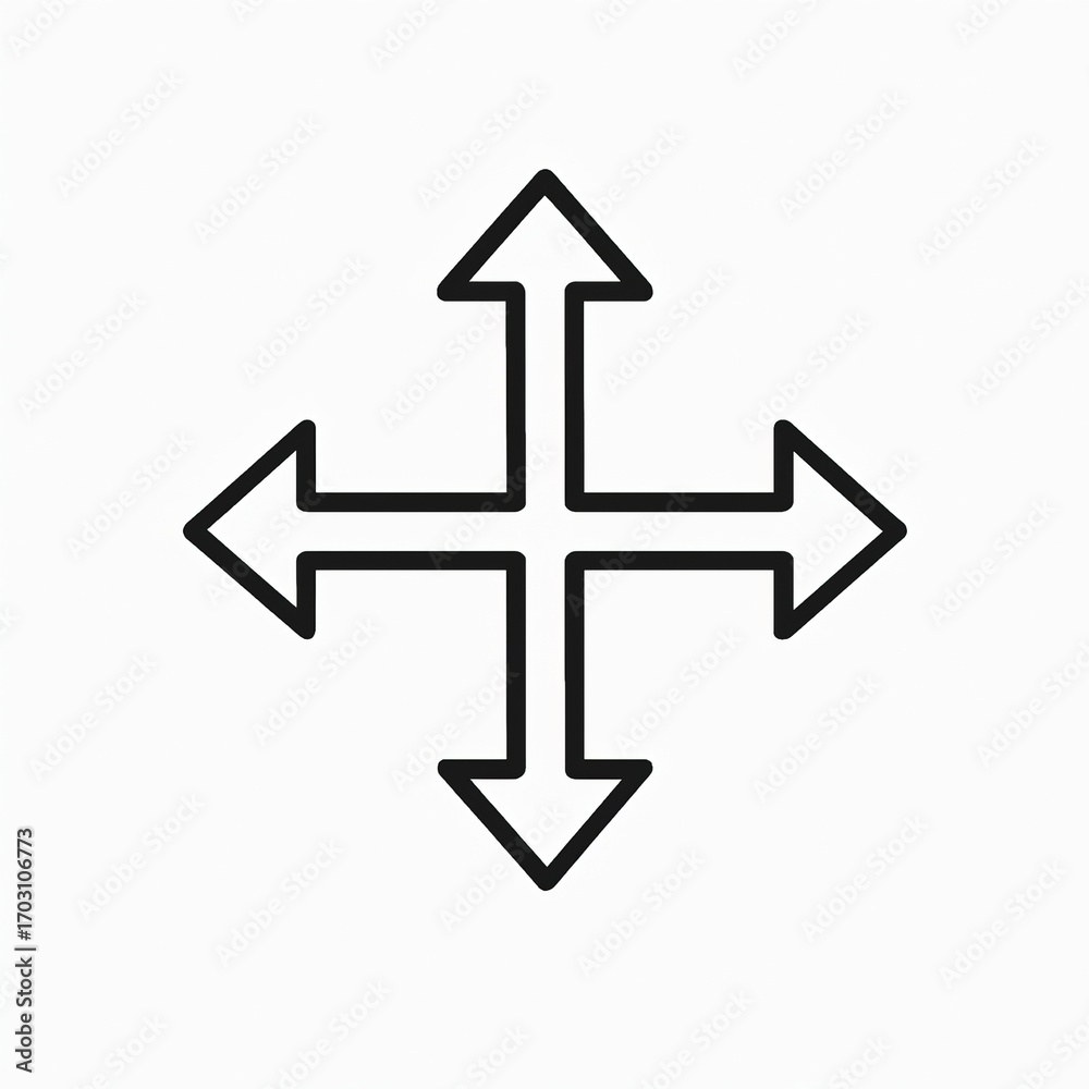 Four Direction Arrow Icon – Move and Navigation Symbol Four Direction Arrow Icon – Move and Navigation Symbol