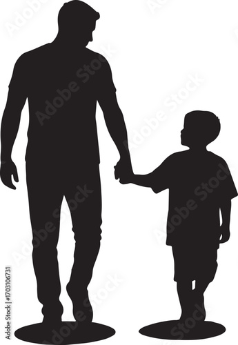 Father and Son Holding Hands Silhouette