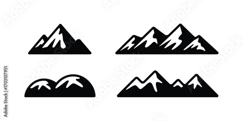 Black mountain peaks with white snow accents mountains