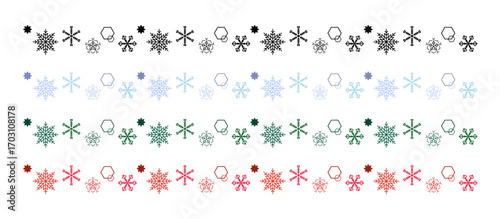 雪の結晶パターンブラシセット（冬 クリスマス 装飾 フレーム デザイン素材）