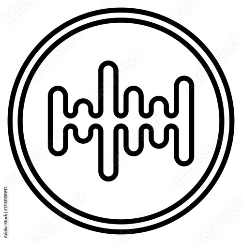 Audio waveform icon. Sound frequency symbol. Podcast signal and voice recording collection. Line Icon