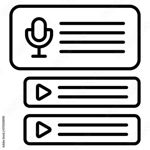 Chapter icon. Audio section symbol. Podcast episode and timeline collection. Line Icon
