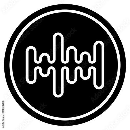 Audio waveform icon. Sound frequency symbol. Podcast signal and voice recording collection. Glyph Icon