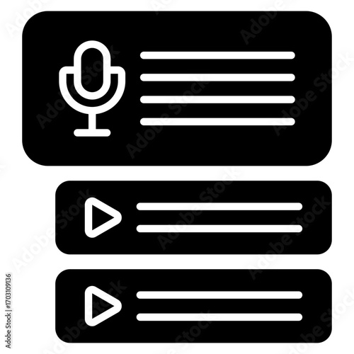 Chapter icon. Audio section symbol. Podcast episode and timeline collection. Glyph Icon