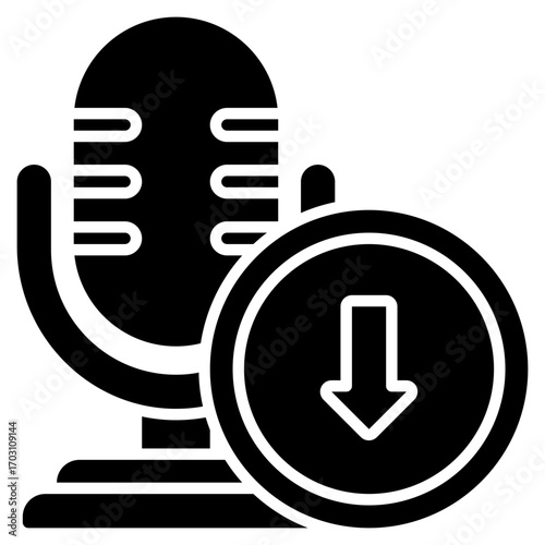 Download icon. Save file symbol. Podcast audio and offline listening collection. Glyph Icon
