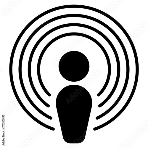 Podcast icon. Audio show symbol. Voice recording and online radio collection. Glyph Icon