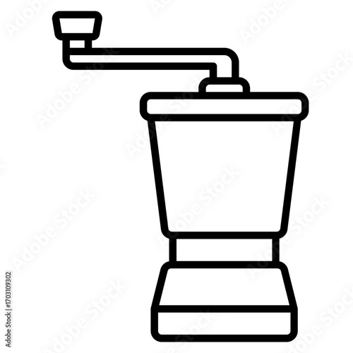 Coffee grinder icon. Bean grinding symbol. Espresso maker and café tool collection. Line Icon