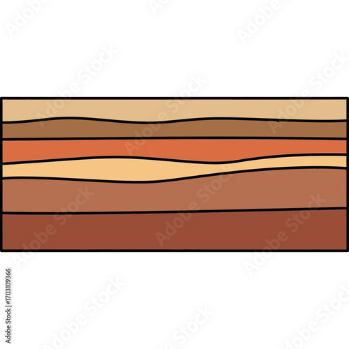 Diagram of layered geological strata showing different soil and rock formations.