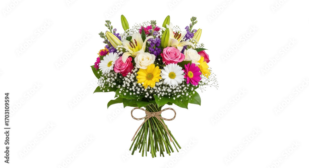 Obraz premium Colorful bouquet of flowers isolated PNG with Transparent Background