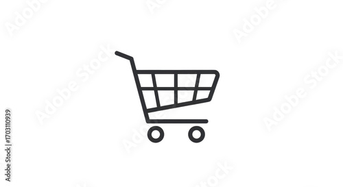 Shopping cart line art icon for e-commerce isolated PNG with Transparent Background