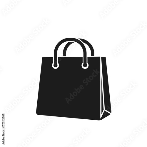 Minimalist shopping bag silhouette. Flat 2D vector graphic of a blank carrier for e-commerce, sales, and retail advertising
