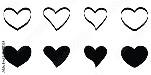 heart icon. love shape. set of different set of heart icon.