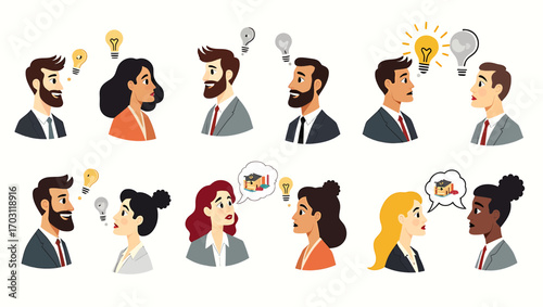 People Communication and Business Dialogue Illustration
