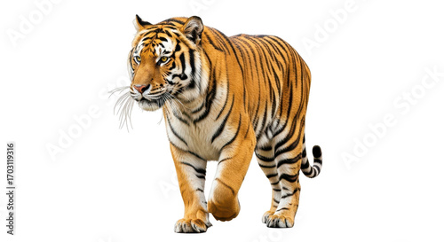 Bengal tiger prowling forward isolated PNG with Transparent Background