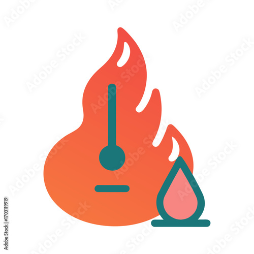 Guitar on fire with a water droplet symbolizing extinguishing flames