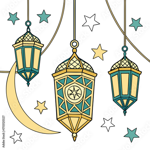 Lanterns Hanging with Stars