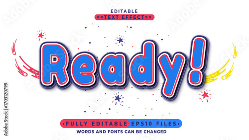 3d ready bold lowercase text effect.typhography logo