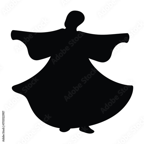 Silhouette of a Whirling Dervish Sufi Dancer in Deep Contemplation