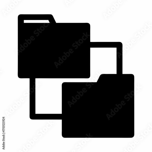 Two connected folders representing file transfer or data synchronization process