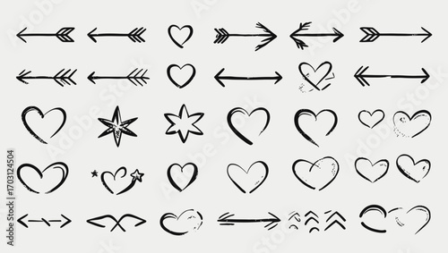 Sketch Arrow and Heart Vector Collection