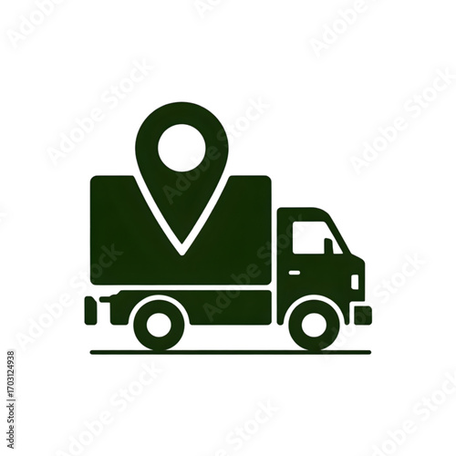 Delivery truck location pin icon showing geolocation of a delivery vehicle