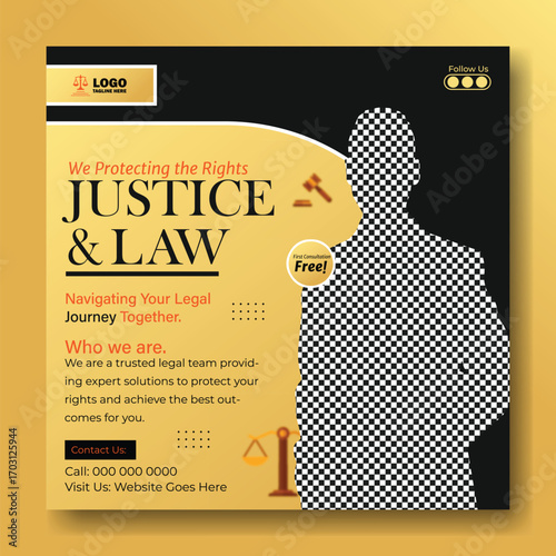 Social media post design for law firm and lawyer advertisement promotion
