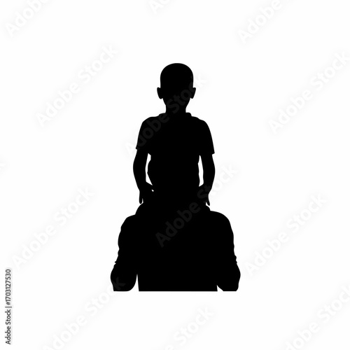 Silhouette of a child giving a shoulder massage to their grandfather