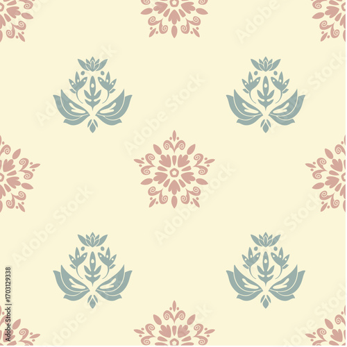 Vector seamless pattern with plant and flower theme